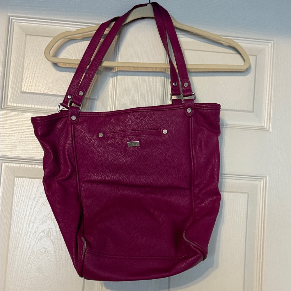 Pink Leather Tote Bag